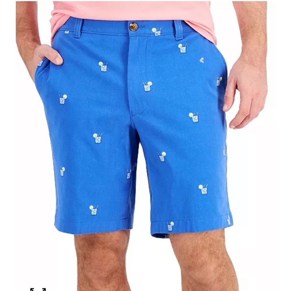 Men's Blue Cocktail Print Shorts Vacation Beach Golf Summer Casual 40W NWT